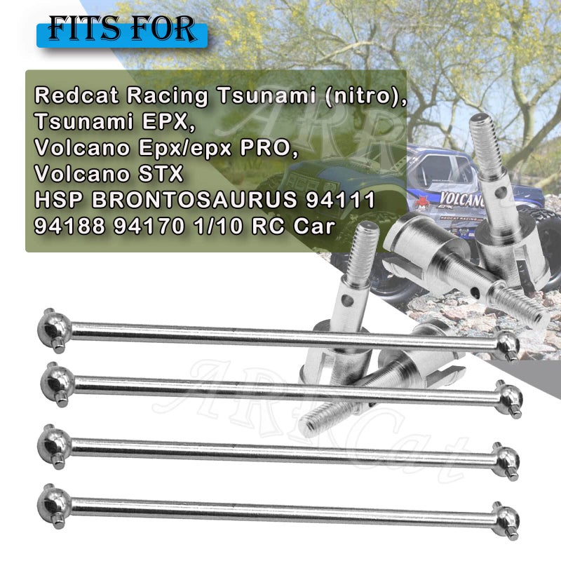 ARRCat Drive Shaft Upgrades Part for Redcat Volcano Epx/PRO,ARRCat Metal 90MM Dogbones Drive Shaft 08029 & Stub Wheel Axle 02033,RC Hops Up Upgrades Parts Dogbones&Stub Wheel Axle,(90mm, 8-Pack),Silver - Image 2